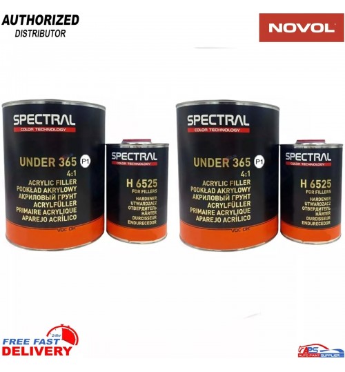 2x Novol Spectral 365 P1 White Multi Primer 4:1 + H6525 Hardener 3.5L Kit